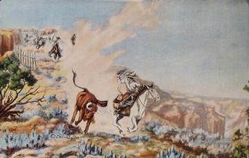 Impressionismus Werke - Cowboys Jagd Wisent